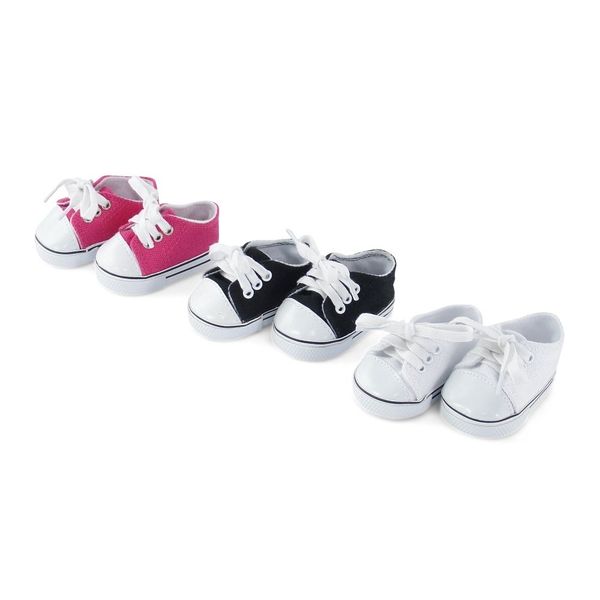 Emily Rose 18 Inch Doll Basics Value 3-Pack 18" Doll Canvas Sneakers Shoes Gift Set, Including Bright Pink, White and Black Doll Tennis Shoes | Compatible with 18" American Girl Dolls