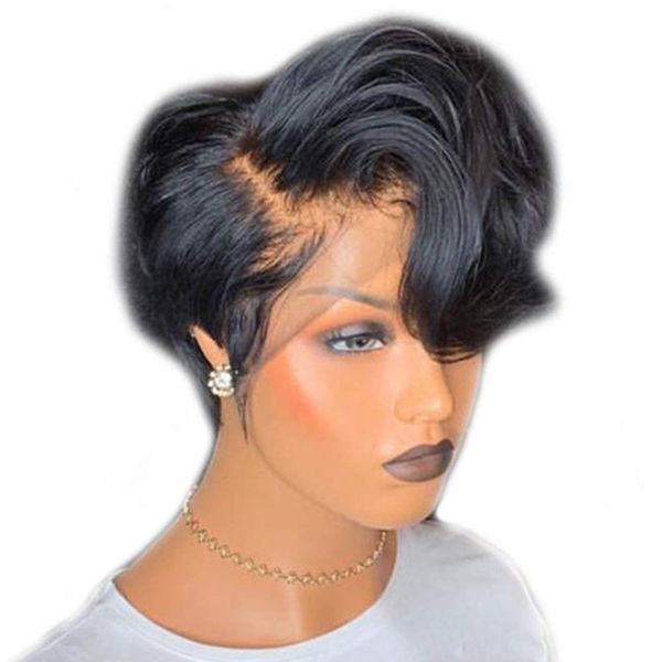 Short Lace Front Wigs Pixie Cut Wig Wavy Brazilian Remy Hair Wigs Glueless Lace Front Human Hair Wigs Pre Plucked