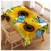 Walmsco Tablecloth Yellow Sunflower Blue Butterfly Decor For Dining Room Kitchen Rectangular Table Cover 132 * 178cm