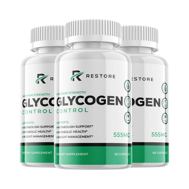 3-Pack Restore Glycogen Control Blood Pills, Blood Sugar Control Pills- 180 Caps