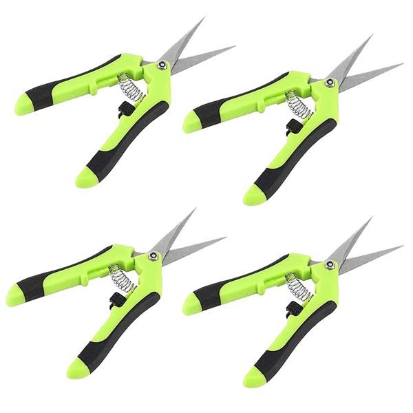 HAKZEON 4 PCS 6.5 Inch Bud Trimming Scissors, Professional Stainless Steel Gardening Pruning Shears, Gardening Hand Pruners for Easy Pruning Garden Tree Pot Plant Flowers