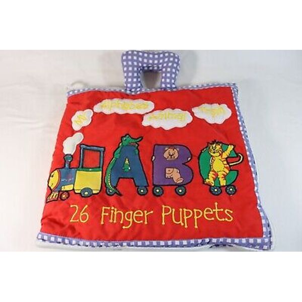 ABCs 26 Felt Finger Puppets MY ALPHABET ALBUM TRAIN Fabric Travel Carrier Zips