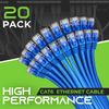 GearIT Cat 6 Ethernet Cable 3 ft (20-Pack) - Cat6 Patch Cable, Cat 6 Patch Cable, Cat6 Cable, Cat 6 Cable, Cat6 Ethernet Cable, Network Cable, Internet Cable - Blue 3 Feet