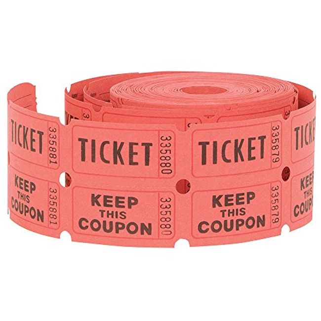 Double Roll of Raffle Tickets, 500ct (Colors May Vary)