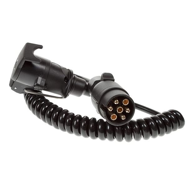 Maypole 1.5 m 7 Pin N Type Curly Extension Lead (Plug To Socket) for Trailer Lighting
