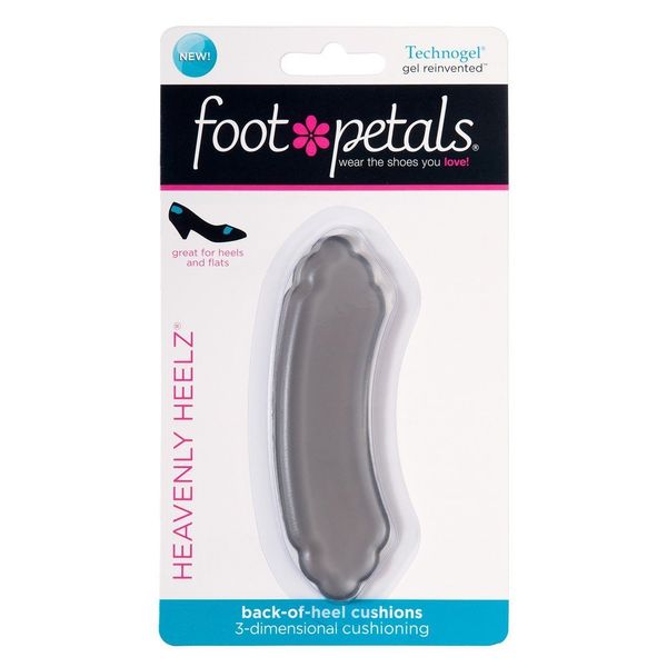 Foot Petals Women's Scalloped Back of Heel Cushion Inserts, Charcoal Gel, Medium