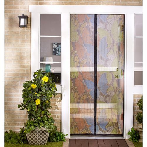 Total Vision Butterfly Pattern - Quick Install Mesh Magnetic Screen 40” x 85.5” - Helps Keep Bugs & Insects Out - Perfect for Single Doors Leading to your Porch or Patio - Folds for Easy Storage