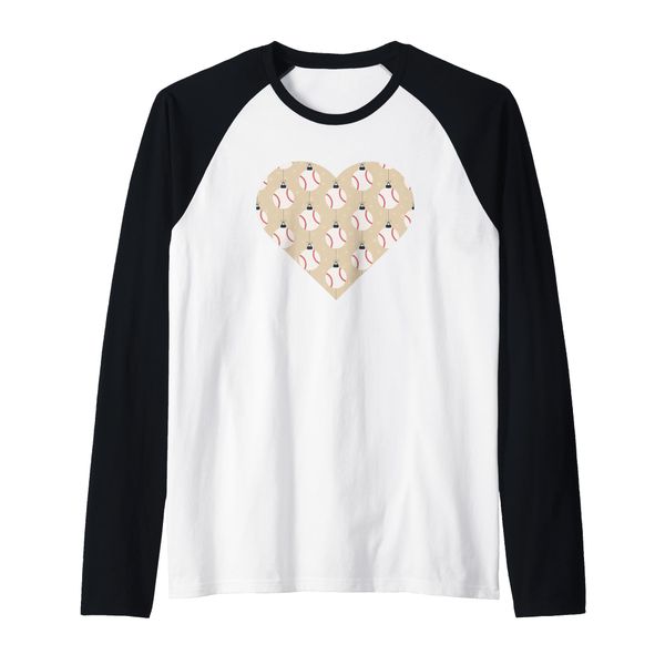 Raglan Heart Baseball Christmas Ornament, black, S