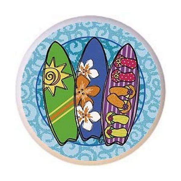 Beach Surfboards Surf Image on 1.5" Decorative Glossy Ceramic Dresser Drawer PULLS Cabinet Cupboard KNOBS