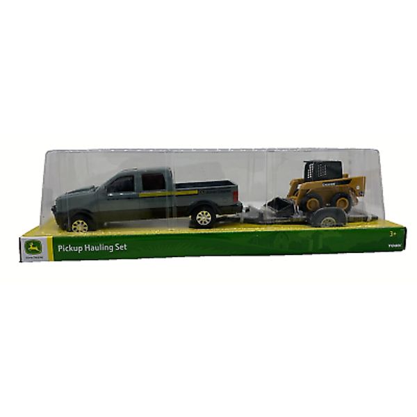 2023   Tomy    John Deere   Pickup Truck Hauling John Deere Skid Loader  1/32