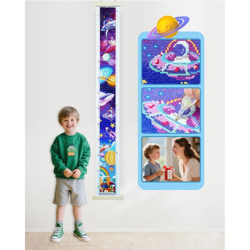 ForeverYoung DIY Growth Chart for Wall Diamond Art Kits for Kids Diamond Painting Kits for Adults, Square Drill Diamond Painting Kit, Gem Art Kit with Diamond Dots,City Height Chart 47.2 x 3.9 Inch