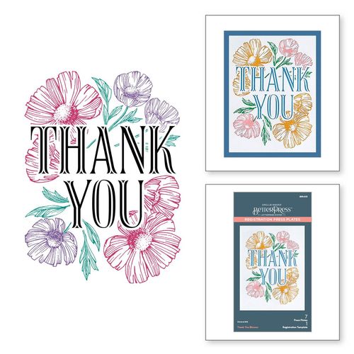 Spellbinders Thank You Blooms BetterPress Registration Press Plate, Metal