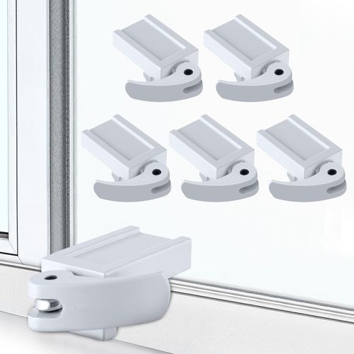 Enhon 5 Pack Window Locks, Diecast Durable Design, Compatible with Horizontal and Vertical Window, Fit 1/16 inch(0.16cm) up to Wide Rail, Easy Installation, Enhanced Safety (1-1/2 Inch Long Version)