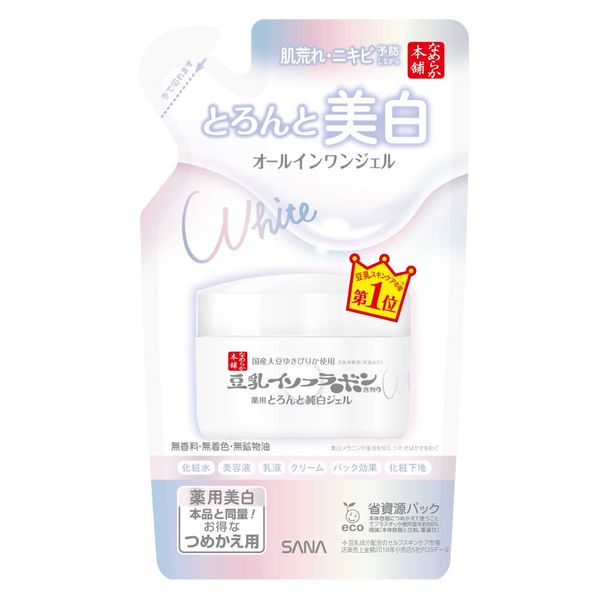 Nameraka Honpo Toronto No Gel Medicated Whitening N (For Refill), 3.5 oz (100 g), Soy Milk Isoflavone Whitening All-In-One