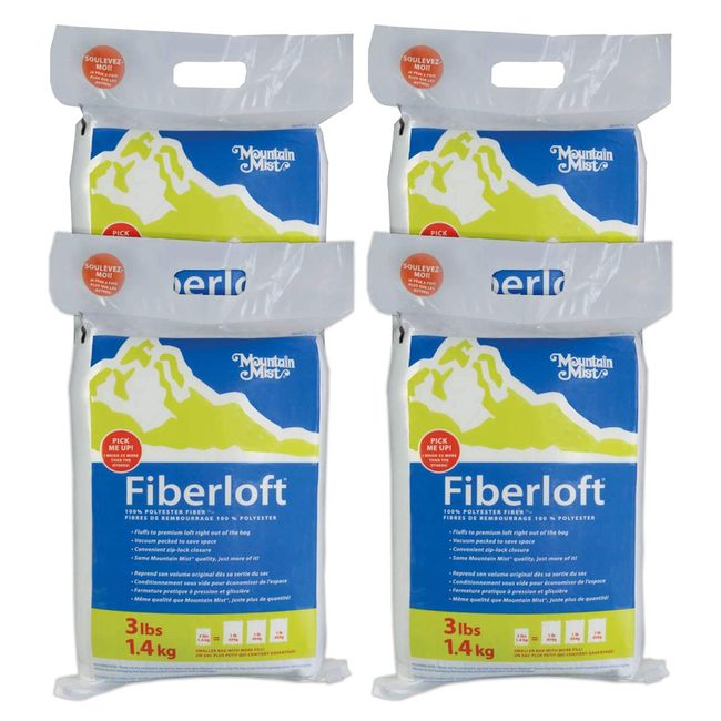 Mountain Mist FiberLoft 100 Percent Polyester Stuffing Fiber Fill 3 Pounds 4-Pack