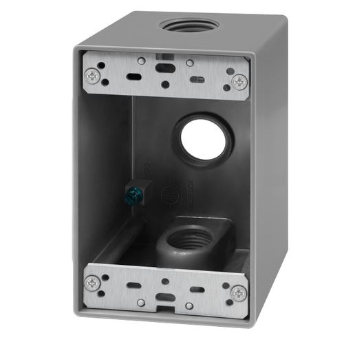 ENERLITES Weatherproof Outlet Box with Three 3/4-in Threaded Outlets, Outdoor Electrical Box, 3 Holes 0.75” Each, 1-Gang, 4.57” Height x 2.83” Length x 2.05” Depth, EN1375