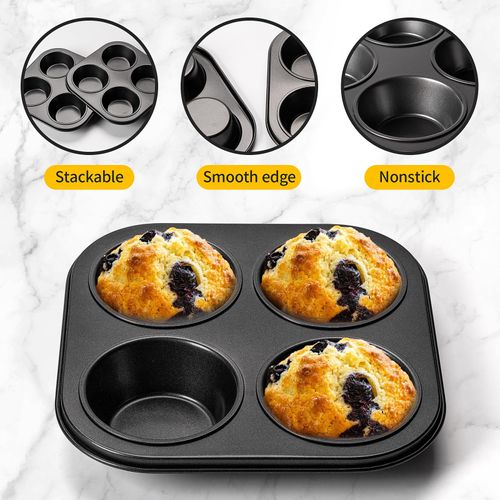 Yomvzake Air Fryer Muffin Pan, 2 Pack Cupcake Molds for Air Fryer Toaster Oven, Nonstick Cupcake Baking Pan for Counter Top Oven Small Oven