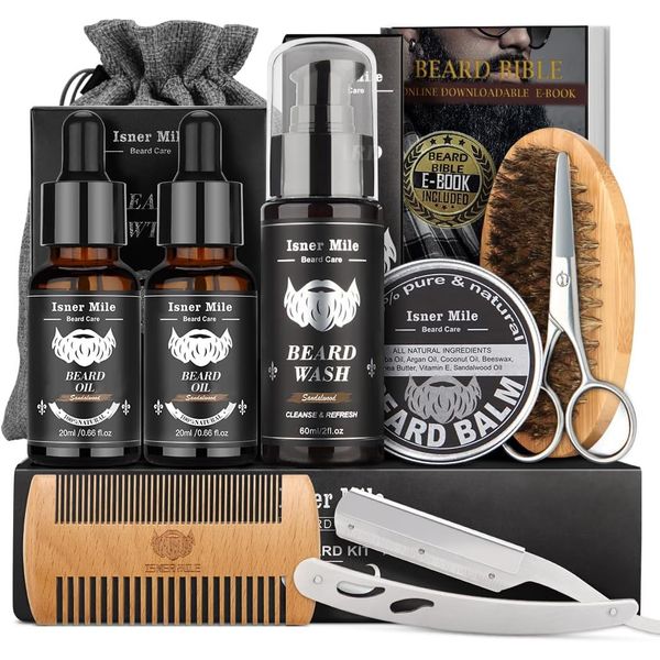 Beard Kit for Men, Grooming & Trimming Tool Complete Set with Shampoo Wash, Bear