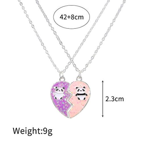 MenYiYDS Pack of 2 BFF Necklaces, Friendship Necklace, Magnetic Panda Jewellery Pendant, Best Friends, Girls Necklace for Girls, Birthday Gifts, Pendant Chain Gifts (Pink and Purple), multicoloured