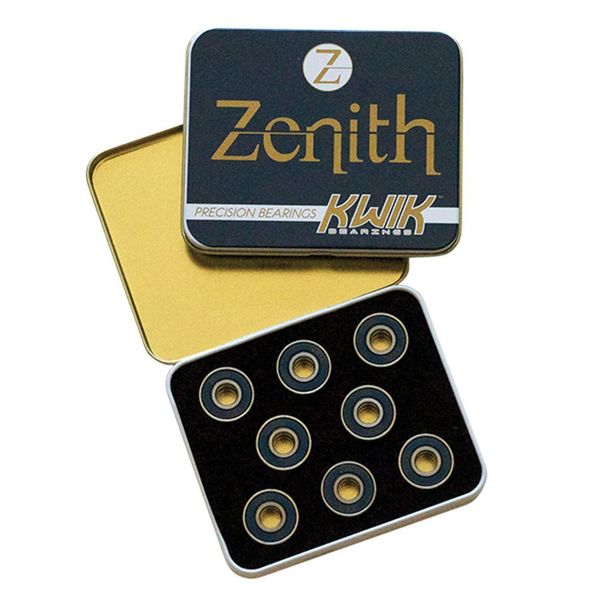 KwiK Bearings - Zenith Bearings - Set of 16 Heat-Treated Alloy Roller Skate Bearings - 8mm