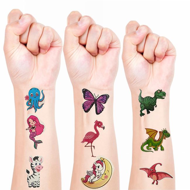 60 Sheets 800 Styles Temporary Tattoos for Kids, Mixed Styles Waterproof Tattoo Stickers for Boys and Girls Birthday Party Supplies - Unicorn/Mermaid/Dinosaur/Animal