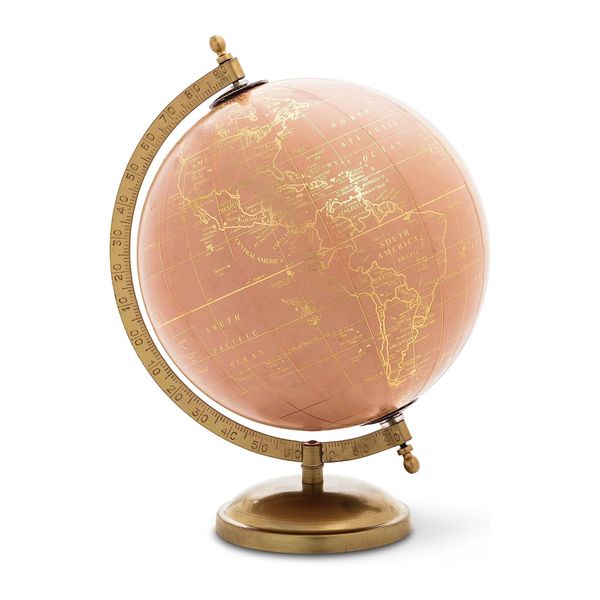 Abbott Collection World Globe with Stand - 8 Inch Spinning Small Decorative Globe - Home, Bookshelf, and Desk Decor (Pink)