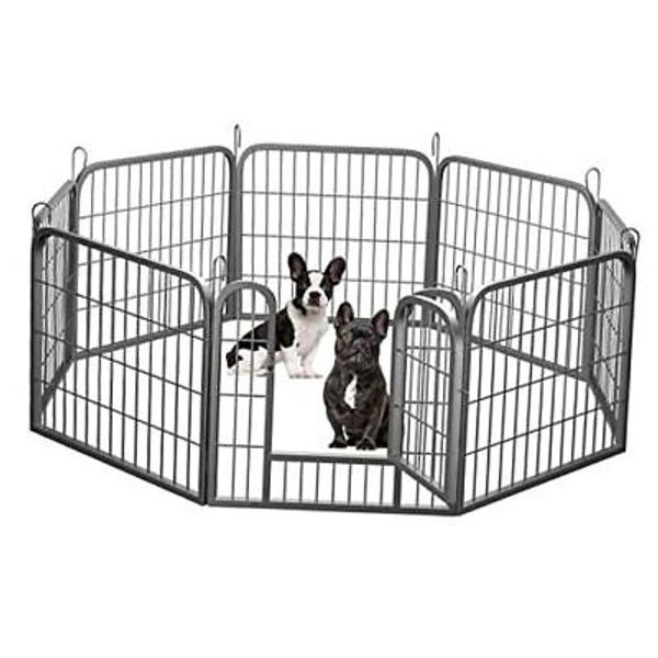 Dog Fence Puppy Pen Outdoor Pet Playpen Portable Dog Kennel 24Lx24H-8Panels