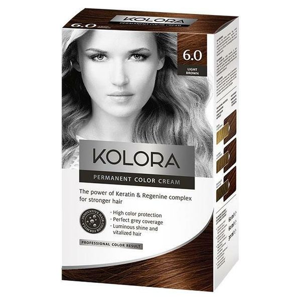 Kolora, Permanent Hair Color, 6.0 Light Brown/2pack