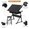 Drafting Desk Drawing Table 9 Levels Adjustable angle w/ Stool Arts Crafts Black