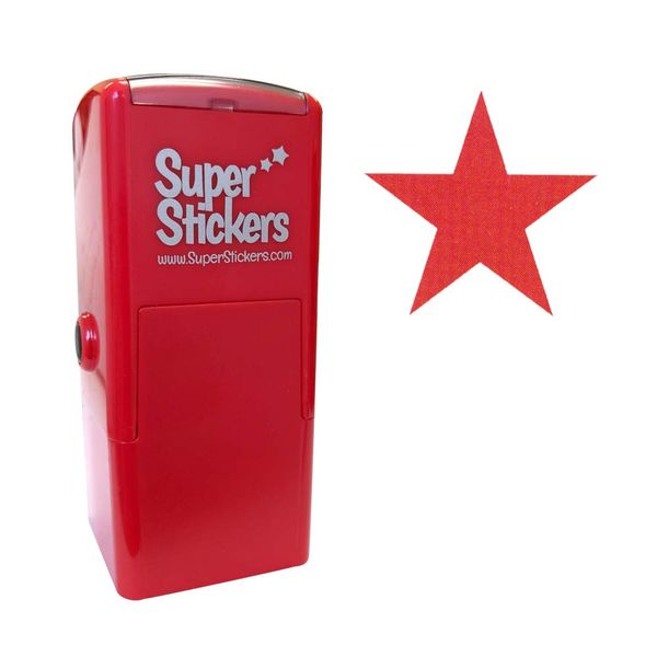 SuperStickers Pre-Inked Stamper for Marking - Red Star Design,Small
