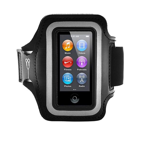 Fitness Guru iPod Nano 7 Running Jogging Armband Holder Made with Super Strong Lycra Material with Reflective Stay Safe Strip, Dual Arm Size Slots, Key Pocket & Headphone Holder