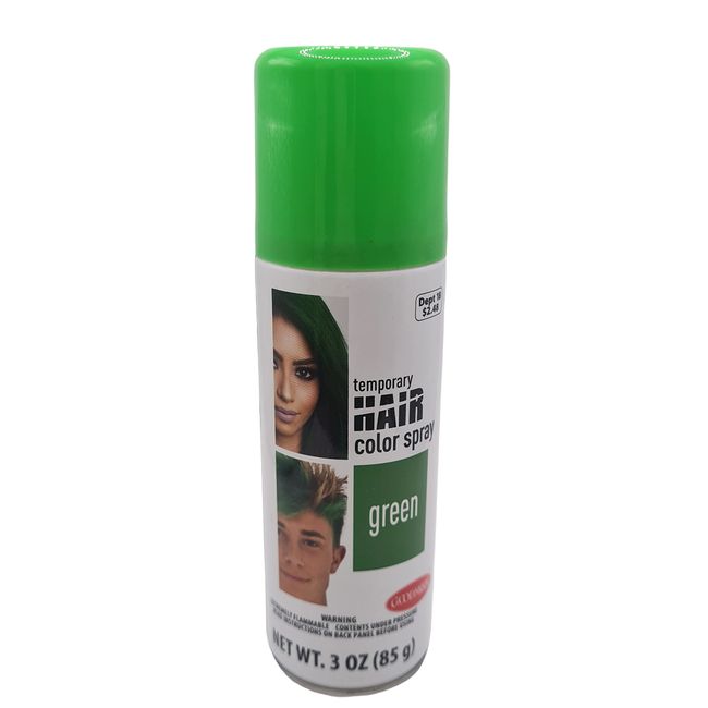 Temporary Hair Color Green 3 oz. Spray on -- Wash Out!