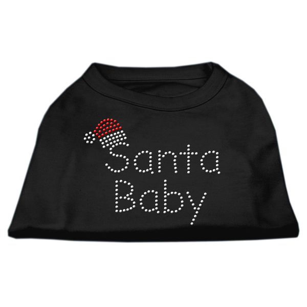 Mirage Pet Products 12-Inch Santa Baby Rhinestone Print Shirt for Pets, Medium, Black