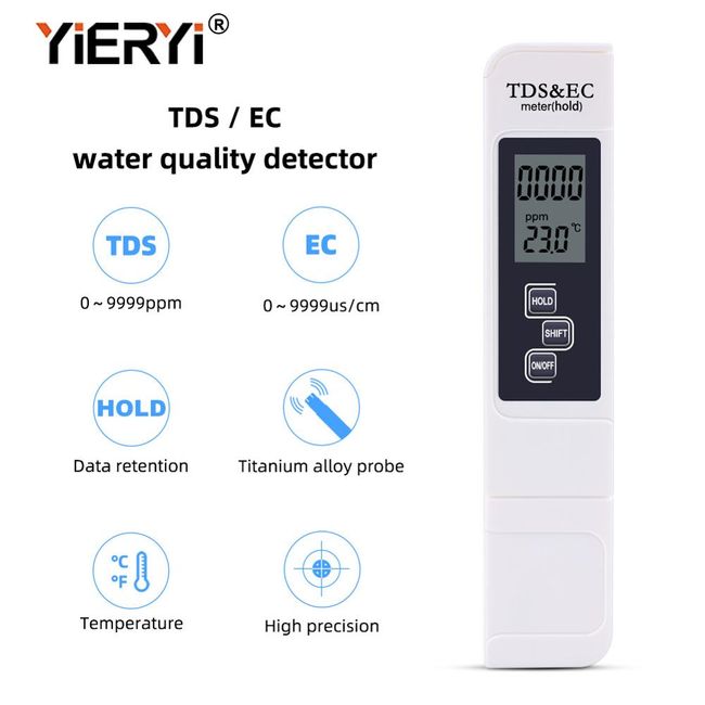 TDS Meter, Electronic Water Tester with 0-9990 PPM Measurement Range, Hand  Held Digital Water Test Pen for Farming, Aquariums, Pools, Household  Drinking Water (Blue): : Industrial & Scientific