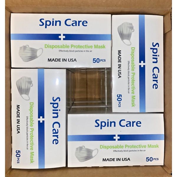 [12 Boxes of 50] Spin Care by Spintech Disposable Protective Mask (600 Count)