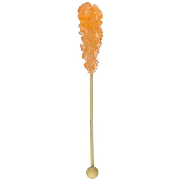 Orange Rock Candy Crystal Sticks - Orange Flavored - 12 Indiv. Wrapped