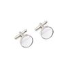 Plain Satin Solid Colour Classic Silver Metal Cufflinks (White)