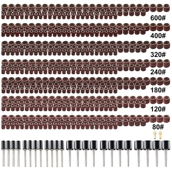 551pcs Sanding Drum for Rotary Tool, Sanding Bands Sleeves Kit for Drum Sander with Drum Mandrels and Self-Tightening Drill Chuck