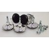 4 x Chrome Gliders With Metal Inserts For Beds, Sofas, Footstools.