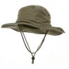 MG Brushed Twill Aussie Side Snap Hat w/ Chin Cord (Khaki, Small)