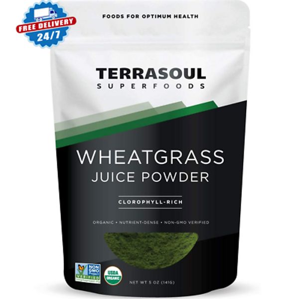 Organic Wheat Grass Juice Powder, 5 Oz, Grown in Utah, Made from Nutrient Concen