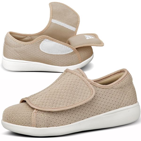 [JIAFO] Nursing Care Shoes, Rehabilitation Shoes, Women's Slip-on, 4E Wide, Sneakers, Women's, Elderly, Lightweight, Anti-Slip, Fall Prevention, Indoor Shoes, Nursing Shoes, Velcro, Top Shoes, Adult,