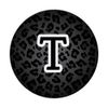 Letter T Black Cheetah Leopard Cat Animal Print Initial PopSockets Swappable PopGrip