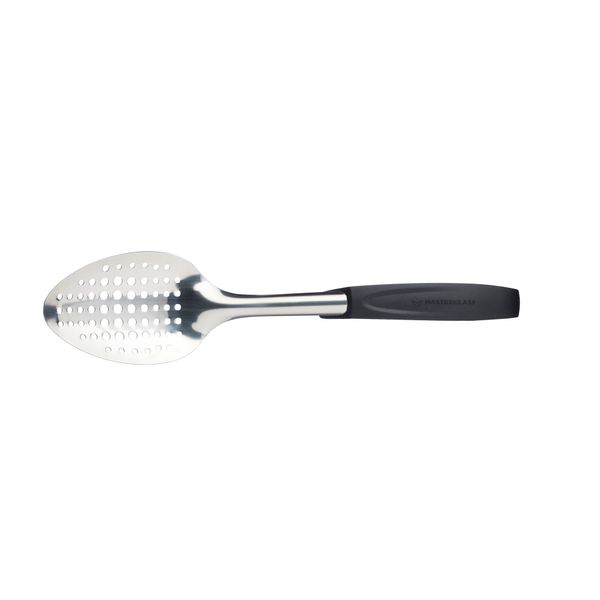 MasterClass Colour-Coded Catering-Quality Stainless Steel Slotted Spoon, 34 cm (13.5") - Black (General)