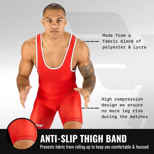 Elite Sports New Item Standard Wrestling Singlet, XX-Large, Red