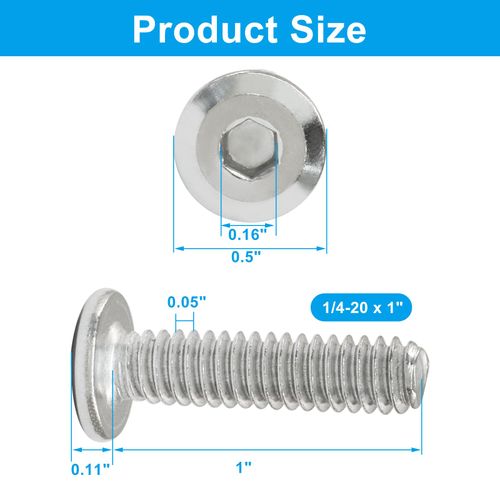 LifCratms 30 Pcs 1/4-20 x 1 Flat Head Hex Socket Cap Screws, 304 Stainless Steel 1/4-20 Bolt, Full Thread 18-8 Furniture Bolts (with Hex Spanner)