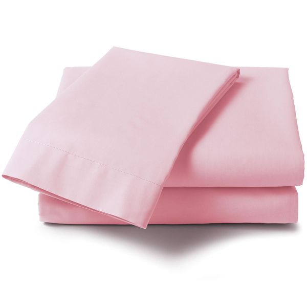 Percale Flat Sheet Pastel, Polyester-Cotton, Pink, Single
