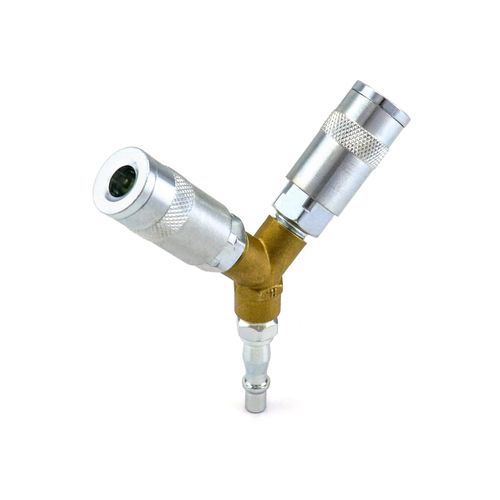 QWORK® 1/4" BSP Airline Hose Connectors 3 Way Air Compressor Fittings Y Connector Splitter Male/Female Thread Quick Release Coupler for Air Lines Air Tools Compressors