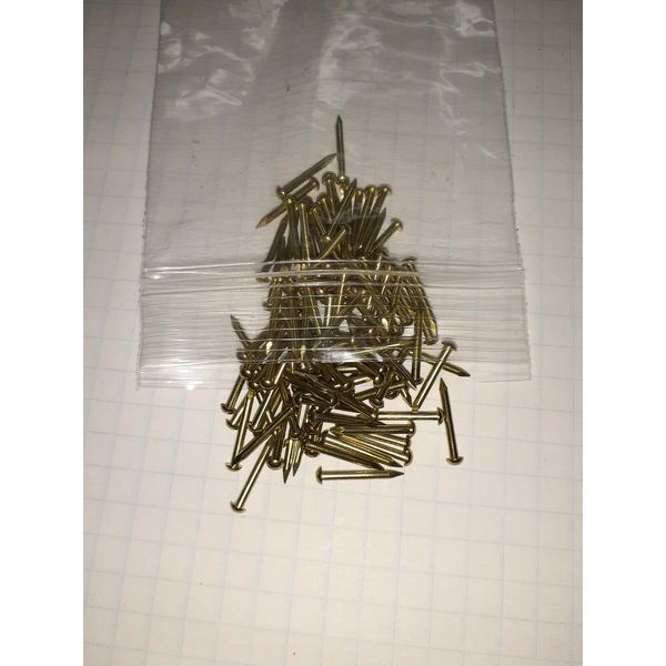 16 Gauge 5/8" Solid Brass Escutcheon Pins 100 CT. Steampunk Blacksmith Genuine