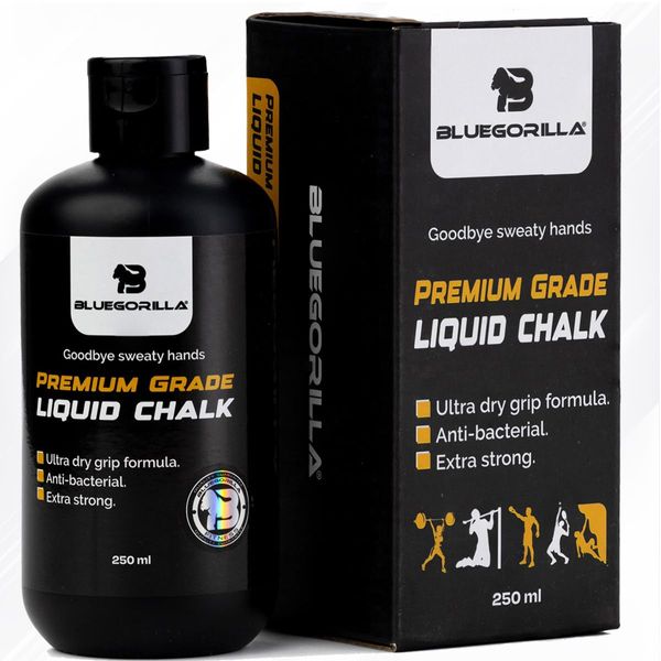 BLUEGORILLA Liquid Chalk Gym, Chalk bouldern,Ultra Dry ! 250ML Magnesia Turnen Magnesium Klettern, Kreide Gym .Powerlifting, Gewichtheben, Crossfit,Calisthenics.